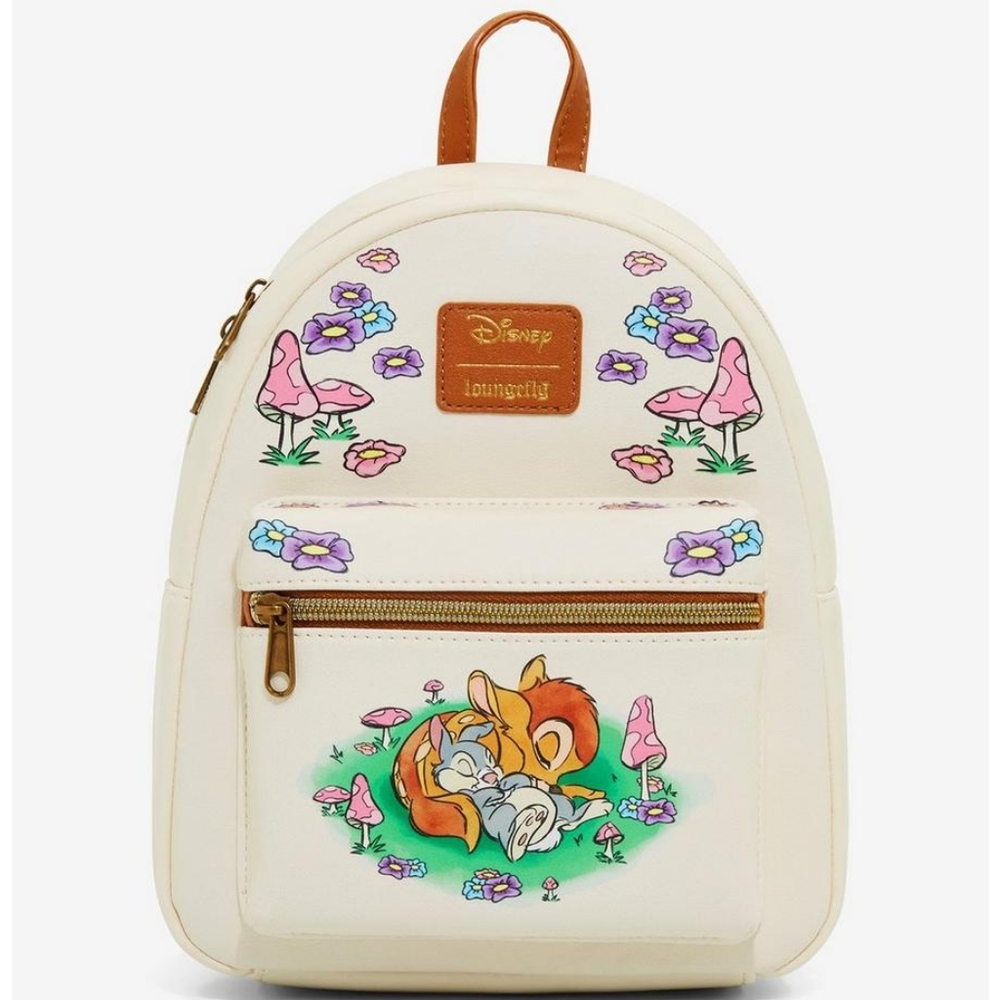 Loungefly Disney Bambi & Thumper Sleeping Mini Backpack Flowers Mushrooms NWT